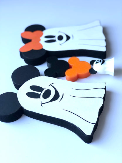 Halloween Mickey & Minnie Ghost Wood Decor