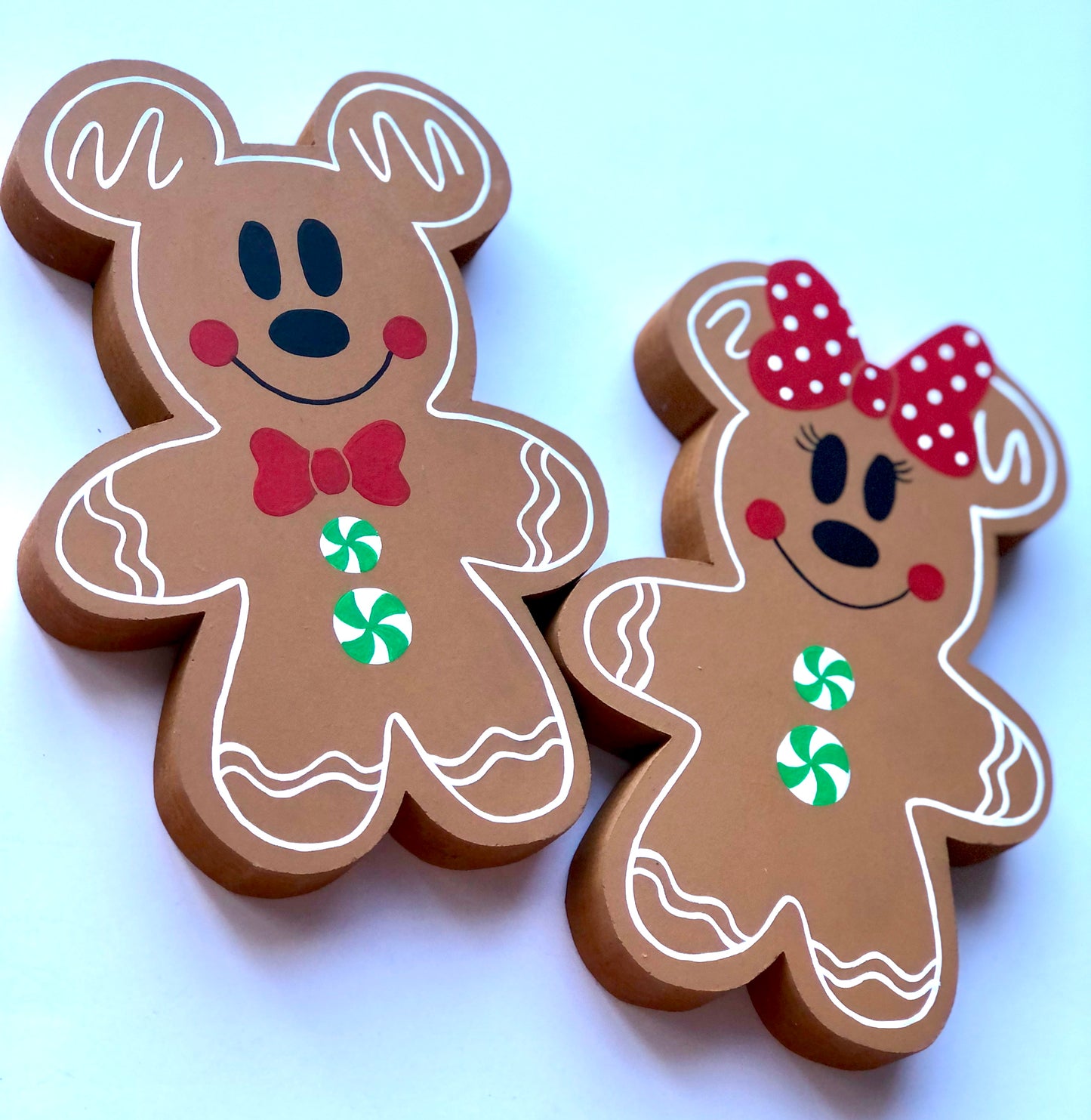 Christmas Mickey & Minnie Gingerbread Wood Decor