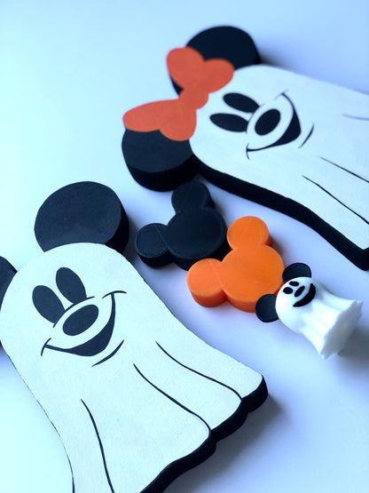 Halloween Mickey & Minnie Ghost Wood Decor