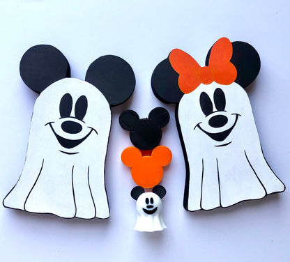 Halloween Mickey & Minnie Ghost Wood Decor