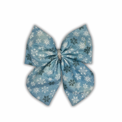 Light Blue Snowflake Christmas Hair Bow