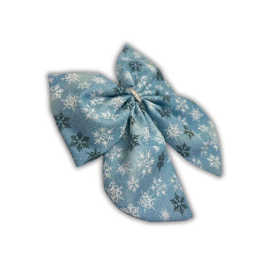 Light Blue Snowflake Christmas Hair Bow